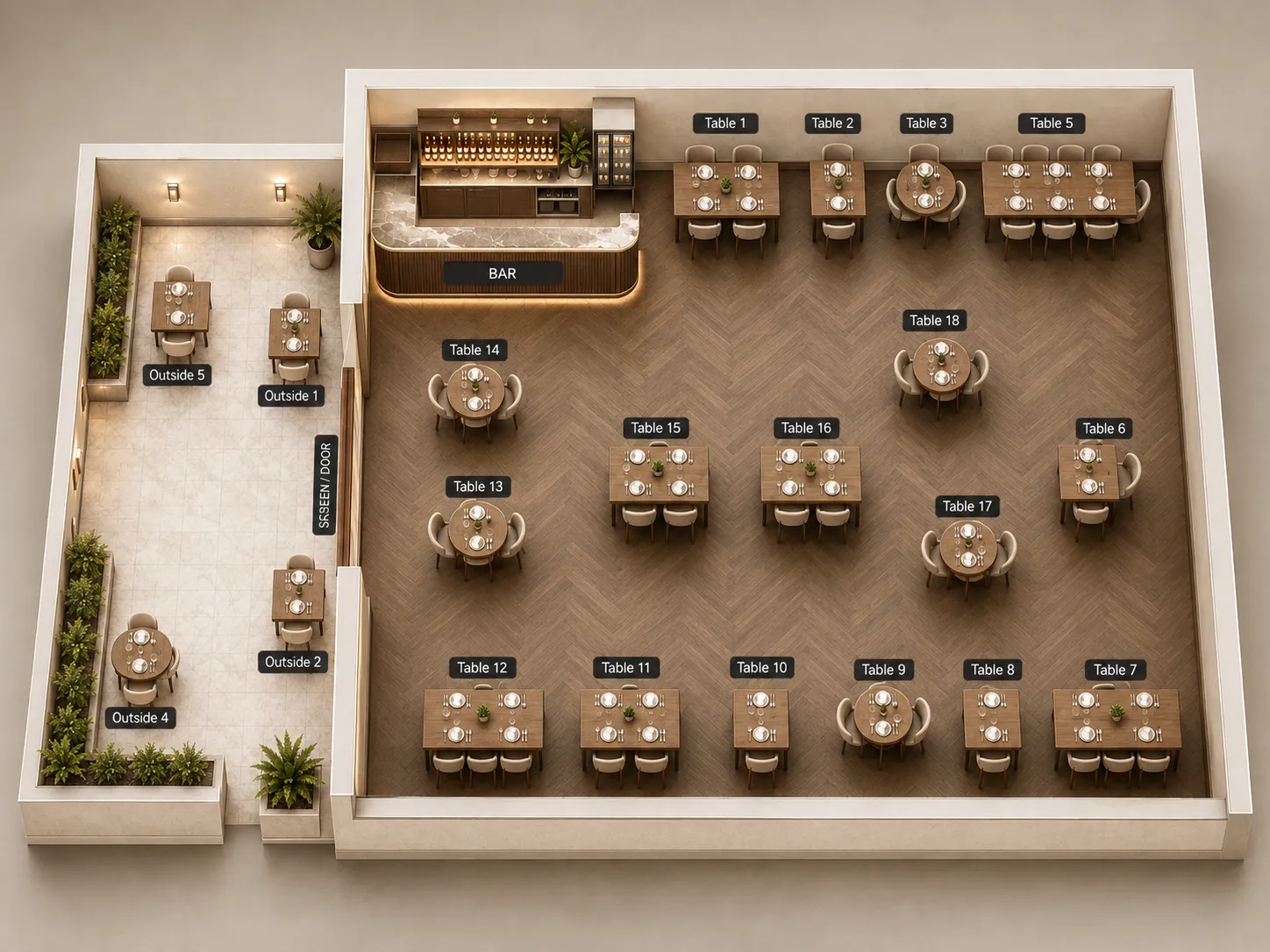 Capri Woodkirk restaurant floor plan
